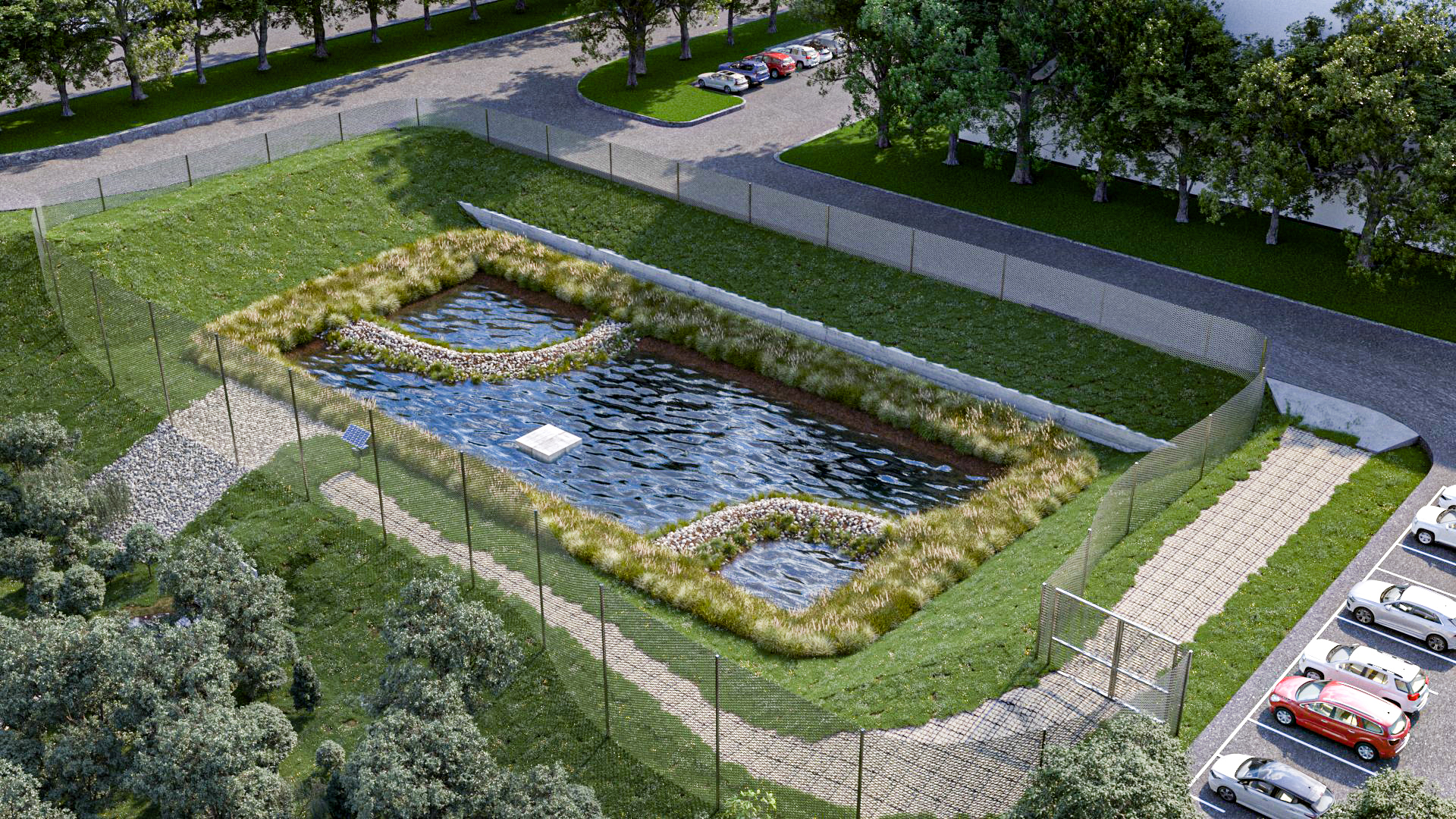 Stormwater Wet Pond Rendering