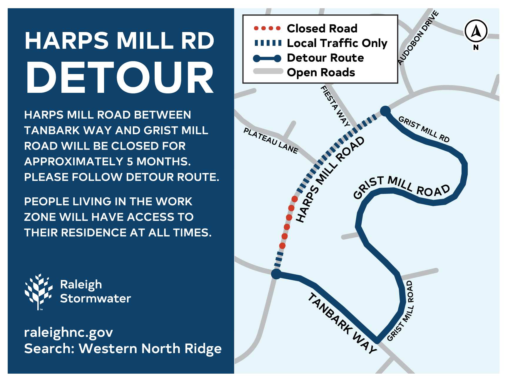 Western North Ridge Detour Map