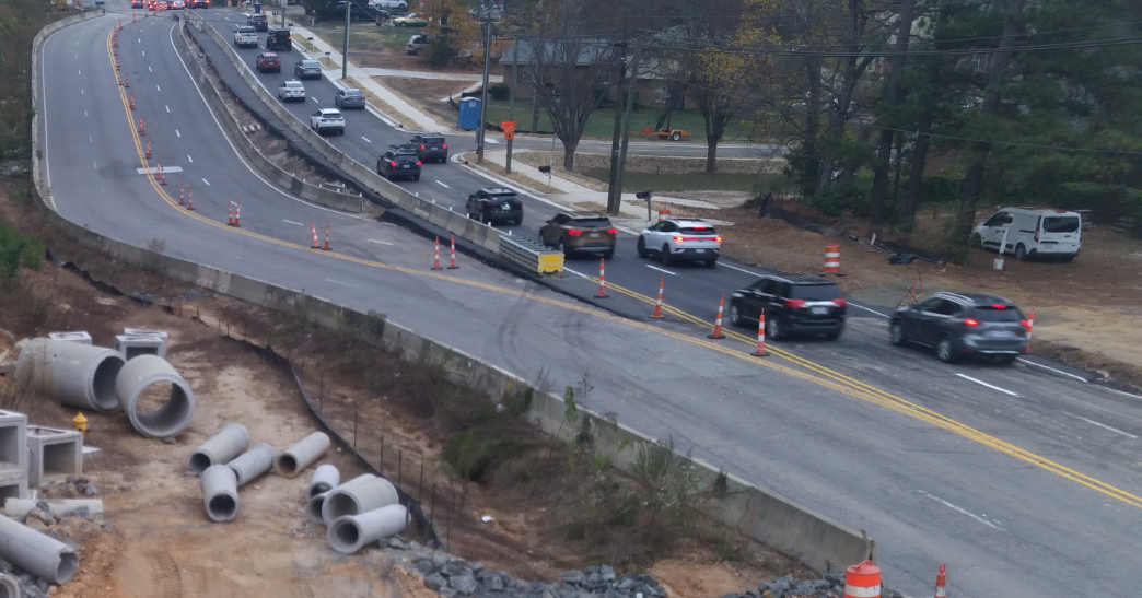 Shows a section of Atlantic Avenue during construction 