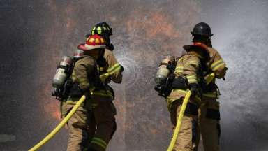 fire fighters battling a blaze