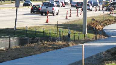 A sidewalk on Capital Blvd