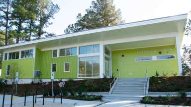 Kiwanis Park front of the community center building.