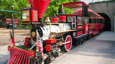 Train in tunnel and pullen park amusements