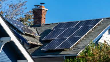 House with solar panels on the roof