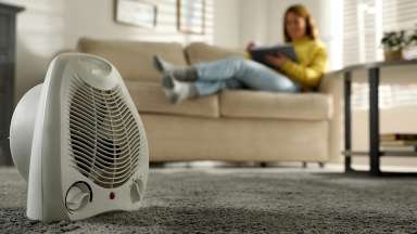 Space heater on living room floor