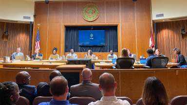 City Council meeting in the council chambers