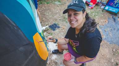 Adriana Ameigh works on her cistern. Photo courtesy Danny Peña