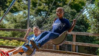 kids at a park swinging