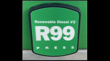 Image that shows a fuel pump section that reads R99 Renewable Diesel