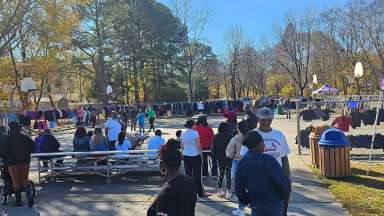 a coat givaway event at southgate park