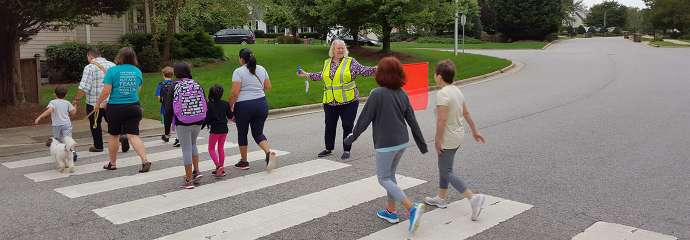 children in crosswalk