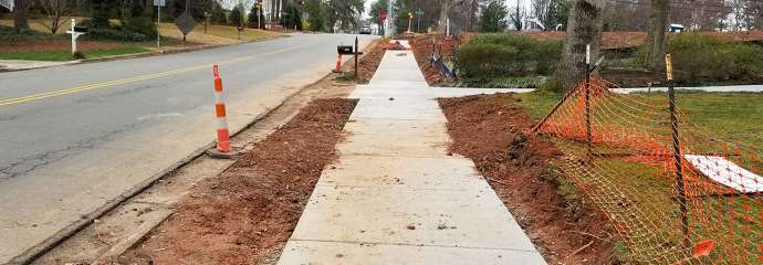 Yadkin Dr. sidewalk during construction