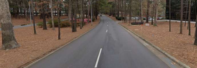 Highwoods Boulevard showing no sidewalk