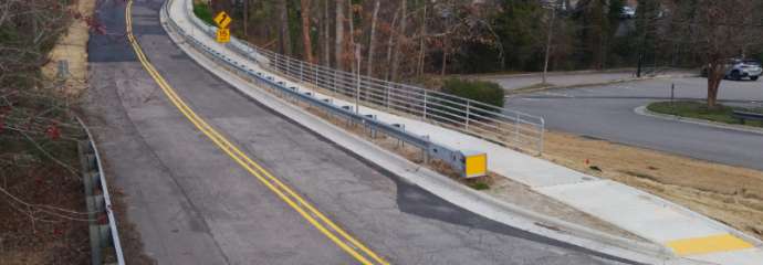 Navaho Drive showing new sidewalk installed.