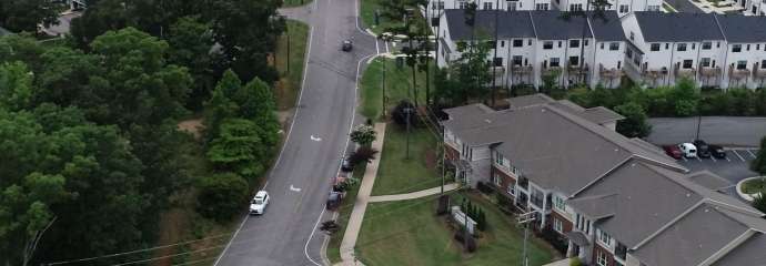 Drone image of a section of Blue Ridge Road before construction stared