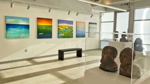 Artwork and sculptures on display at Pullen Arts Center