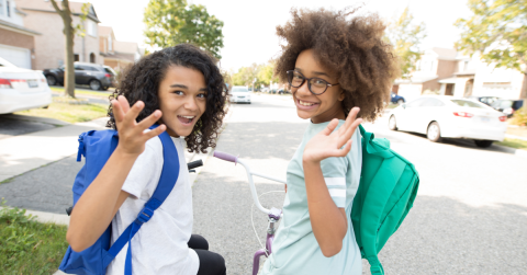 young girls on bikes