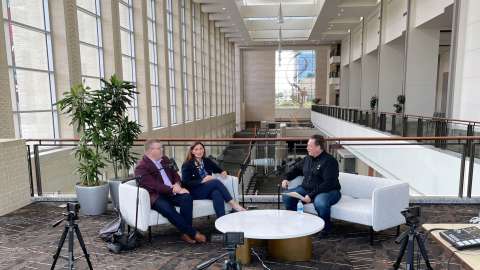 Podcast recording inside the Raleigh Convention Center