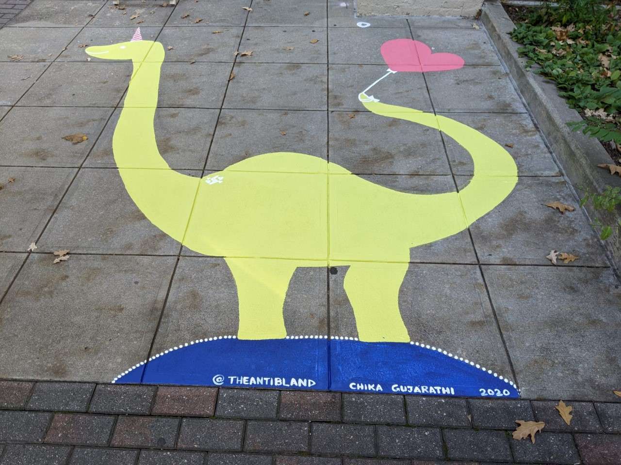 Sidewalk mural by artist Chika Gujarathi