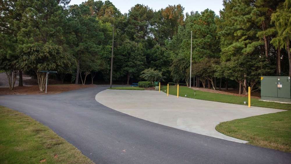 Open paved area for food truck plaza