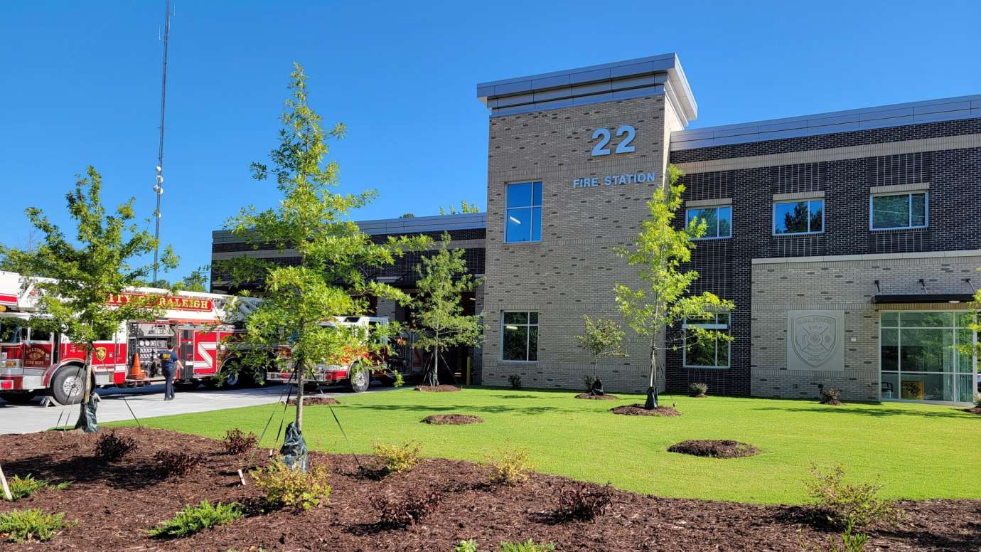 View of Fire Station 22 Exterior from the road