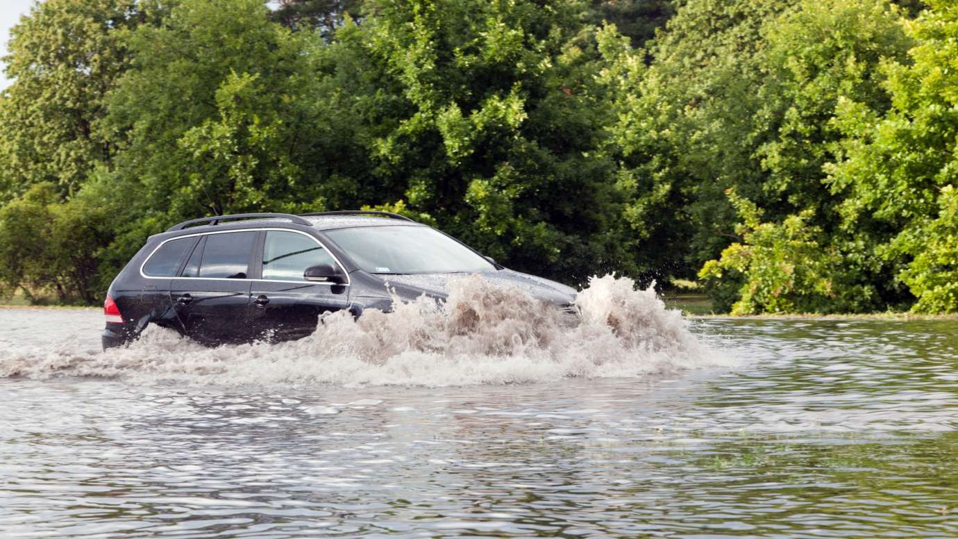 Car in flood water