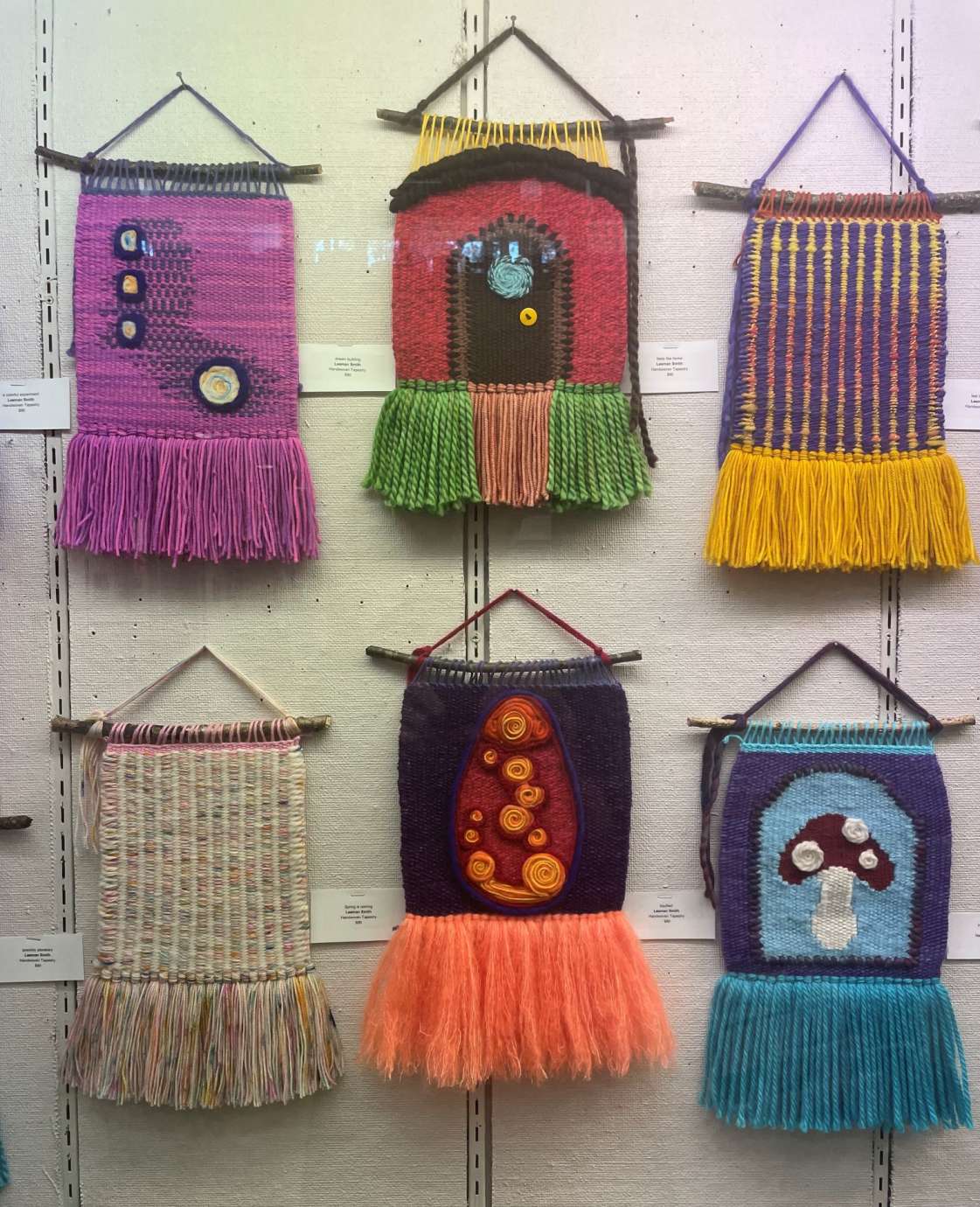 colorful fiber wall hangings