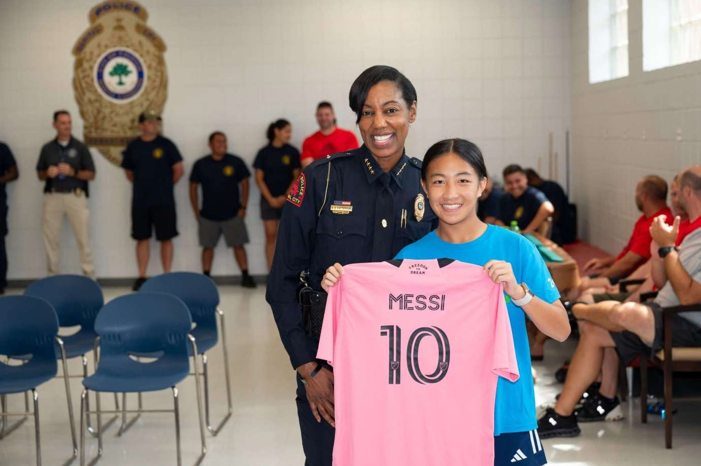 Chief Patterson poses with youth