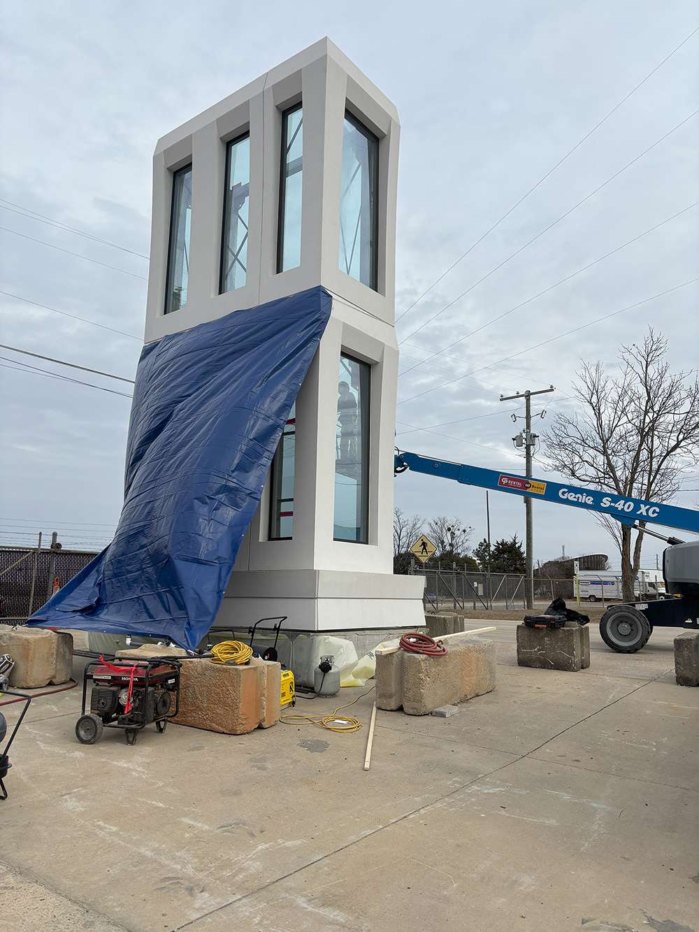 Mockup testing on facade of the new City Hall