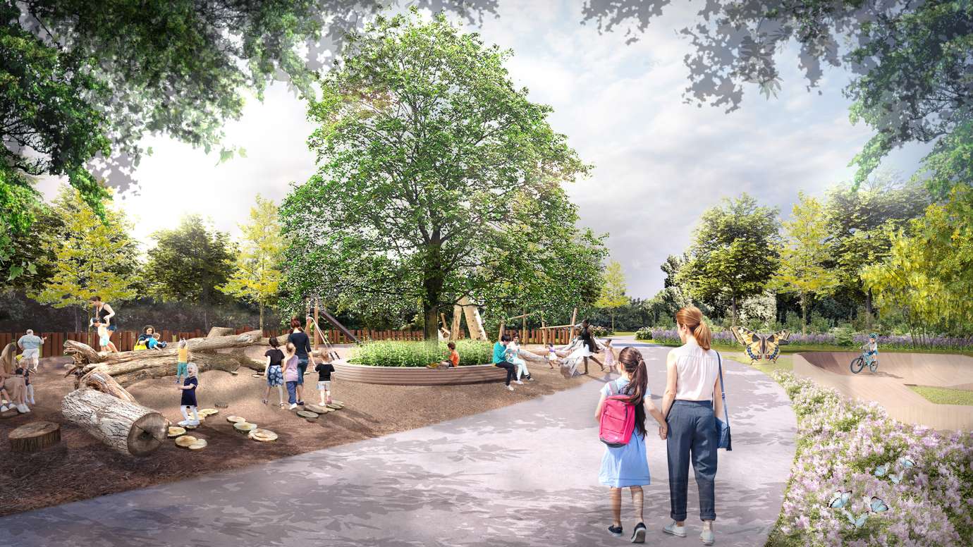 a rendering of the Neuse river park playground