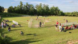 Parents, relatives and friends watch teeball game in progress