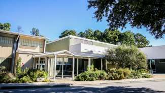 View of the entrance to the Green Road Park community center