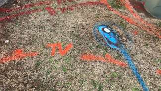 Utility markings on Marsh Creek Road