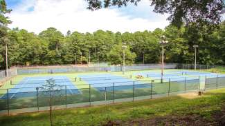 Shot of the eight tennis courts at Biltmore Hills Park