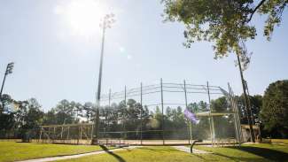 Shot of the back of an outdoor multi-purpose field at Sanderford Road Park 