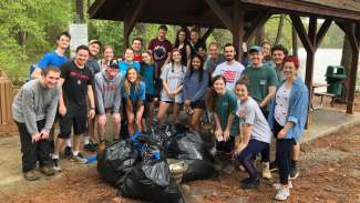 Park volunteers picking up trash