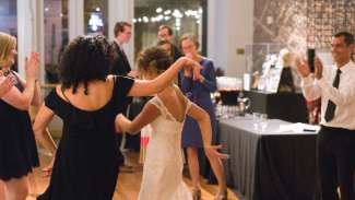 Wedding guests dancing 