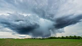 dark clouds over a field