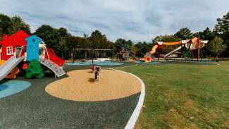 Wide shot of playground at John Chavis Memorial Park