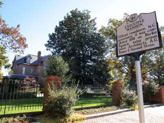 Burke Square sign outside of Governor's mansion 