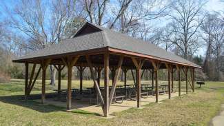 Shelter with tables