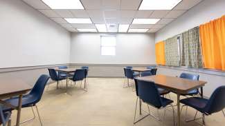 View of the inside of the Pullen Park community center small meeting room