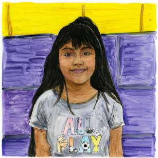 A portrait drawing of Aleccia by Deborah Aschheim