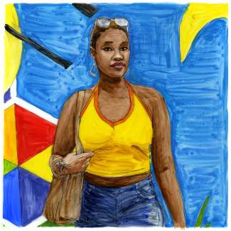 A portrait drawing of Aziah Zachare by Deborah Aschheim