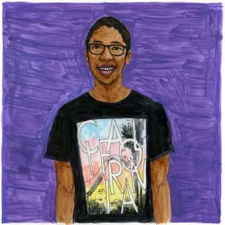 A portrait drawing of Jabari Harris by Deborah Aschheim