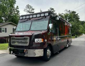 Front view of Raleigh fire's rehab truck