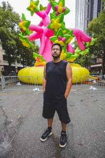 Brightly colored inflatable La Ceiba tree