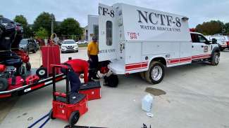 Raleigh firefighters pack up NCTF truck to deploy to western NC in wake of Hurricane Helene